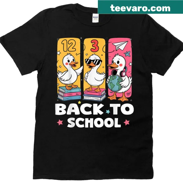 Funny kids t-shirt with duck and school squad design