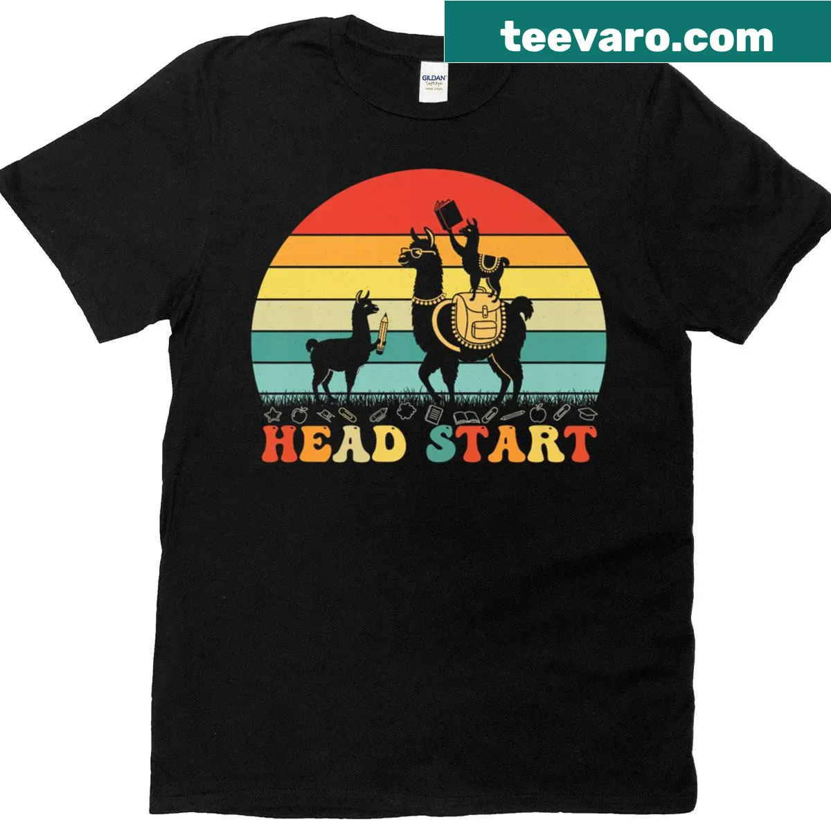Whimsical llama design for back-to-school theme on a T-shirt — on a men's t-shirt