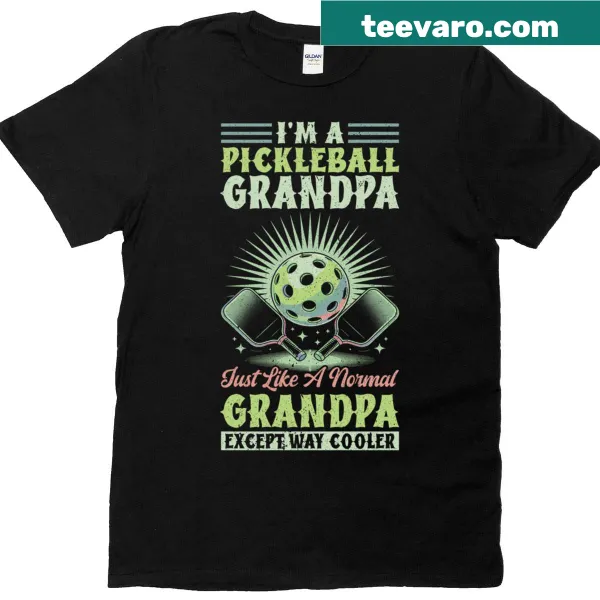 Graphic of a pickleball paddle with fun text for grandpas