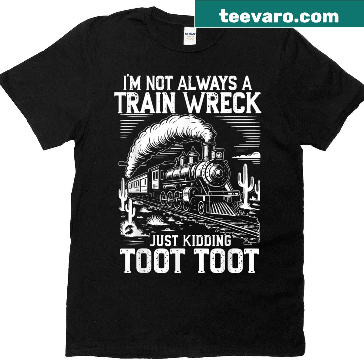 Funny train wreck quote T-shirt for men — on a men's t-shirt