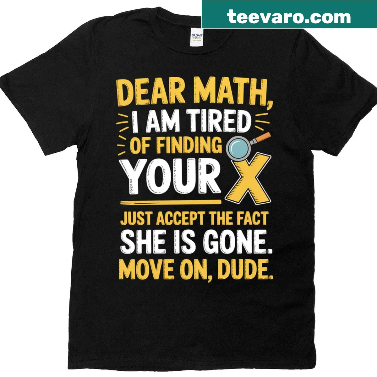Whimsical math-themed t-shirt with playful typography — on a men's t-shirt