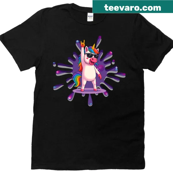 Oversized t-shirt featuring a whimsical rock unicorn design