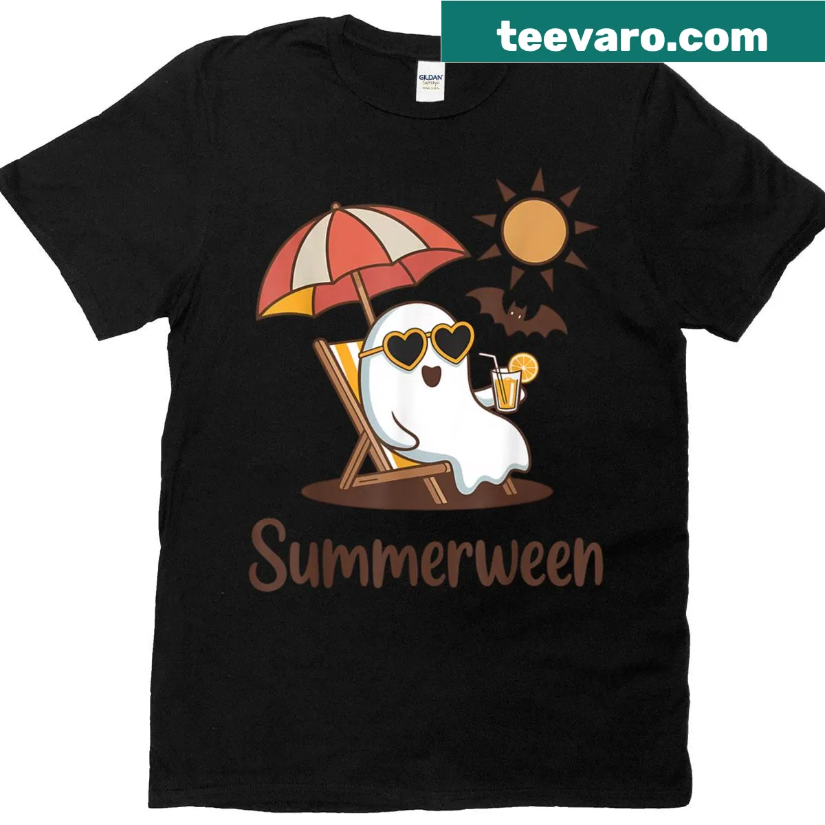 Cute spooky summer ghost design for Halloween lovers — on a men's t-shirt