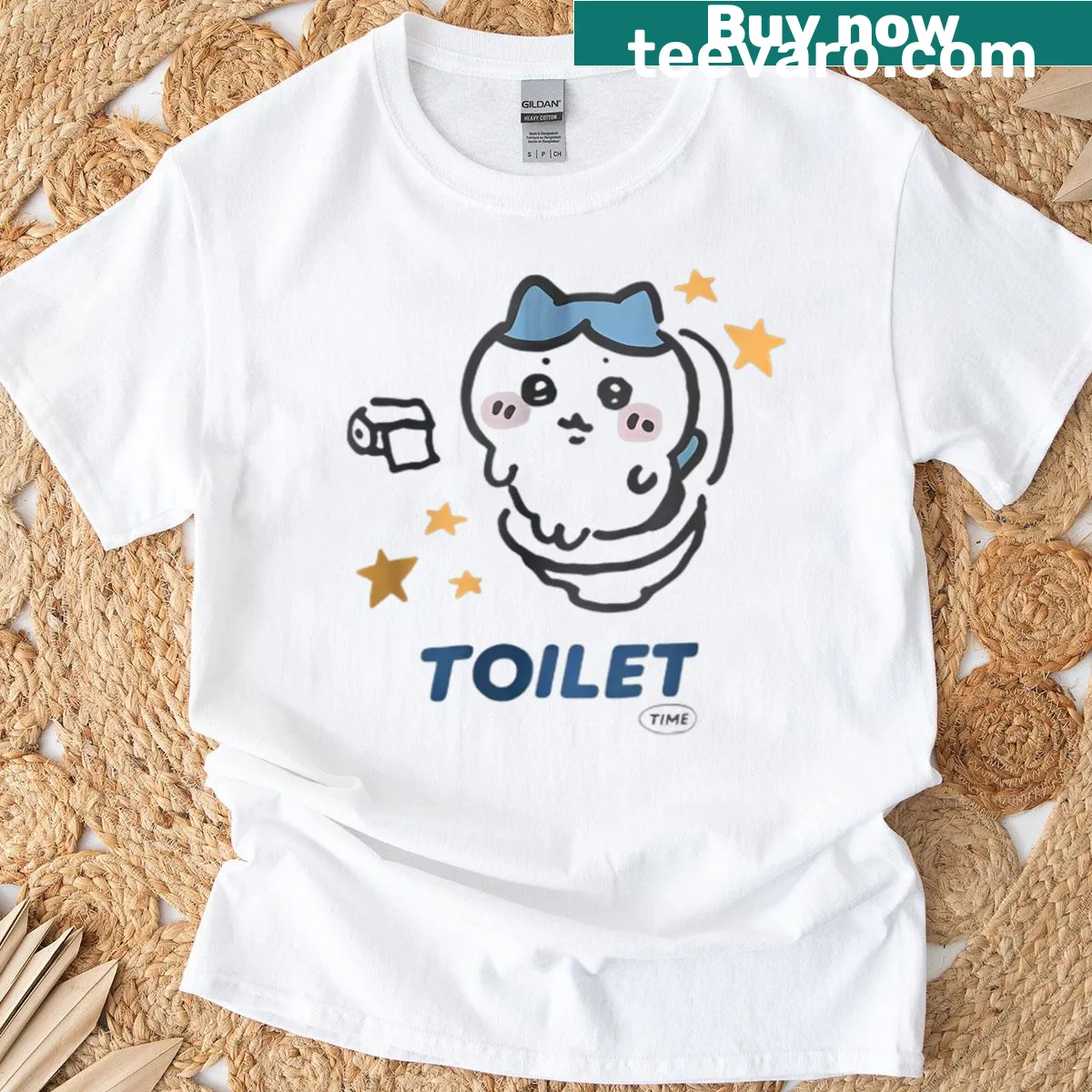 T-shirt featuring a funny toilet meme design with cats — on a men's t-shirt
