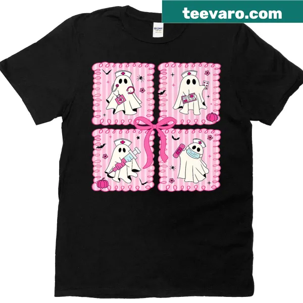 Cute Ghost Nurse t-shirt with kawaii design for Halloween