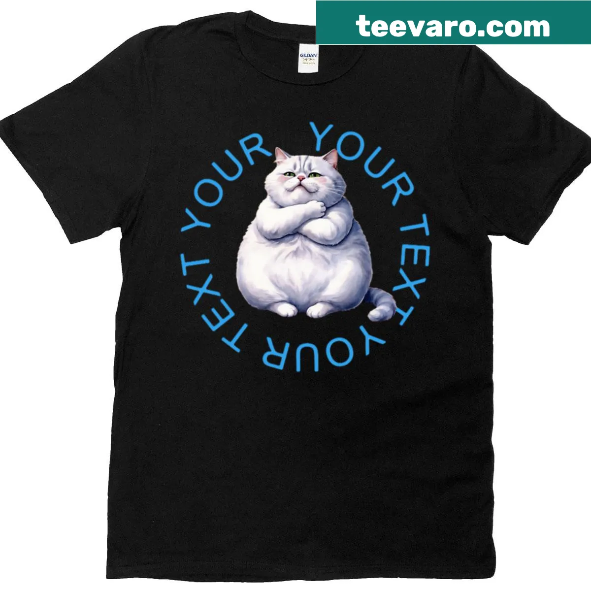 Grumpy cat graphic T-shirt with customizable text design — on a men's t-shirt