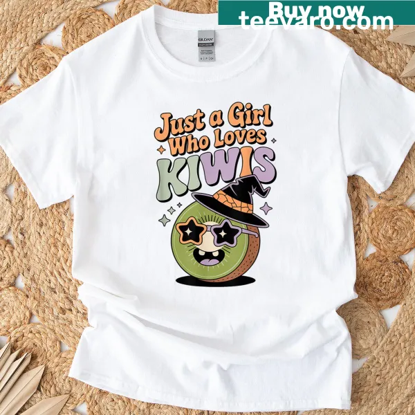 Cute Halloween shirt for girls featuring kiwi fruit design
