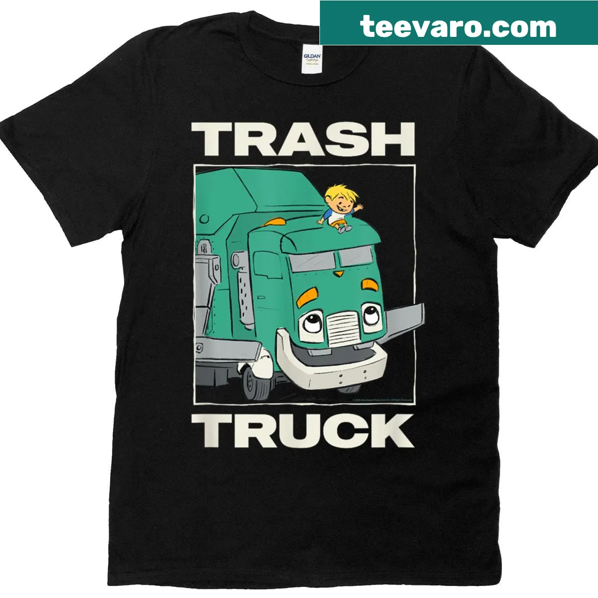 Cartoon-style big truck graphic T-shirt featuring Hank Wave design — on a men's t-shirt