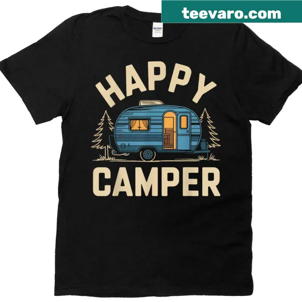 Kids camping t-shirt with trees and outdoor theme