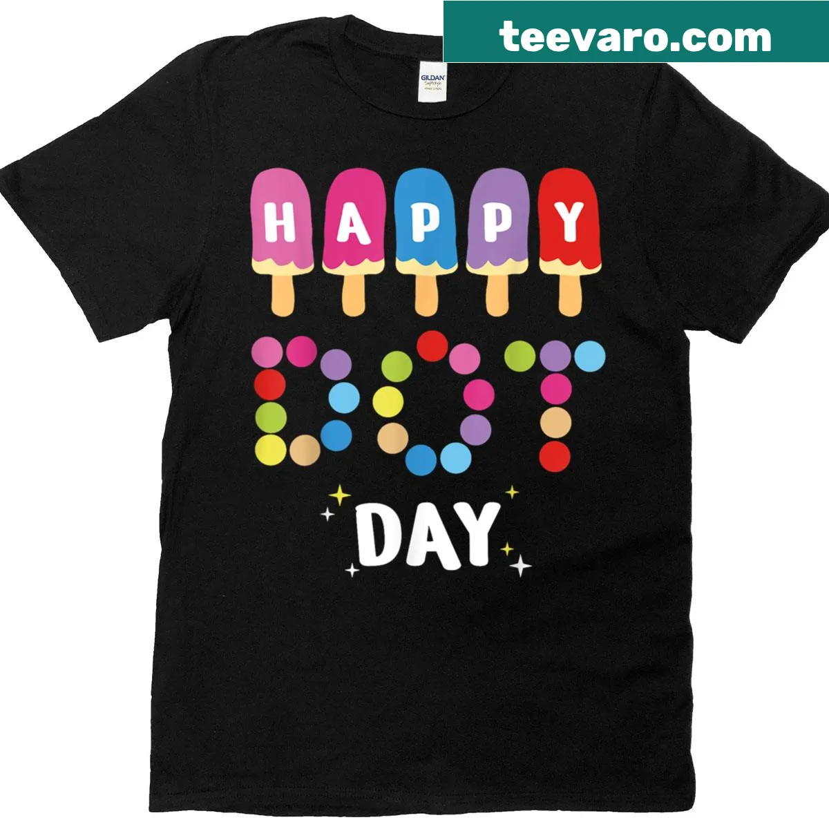 Illustrated ice creams with colorful polka dots on a teacher t-shirt — on a men's t-shirt