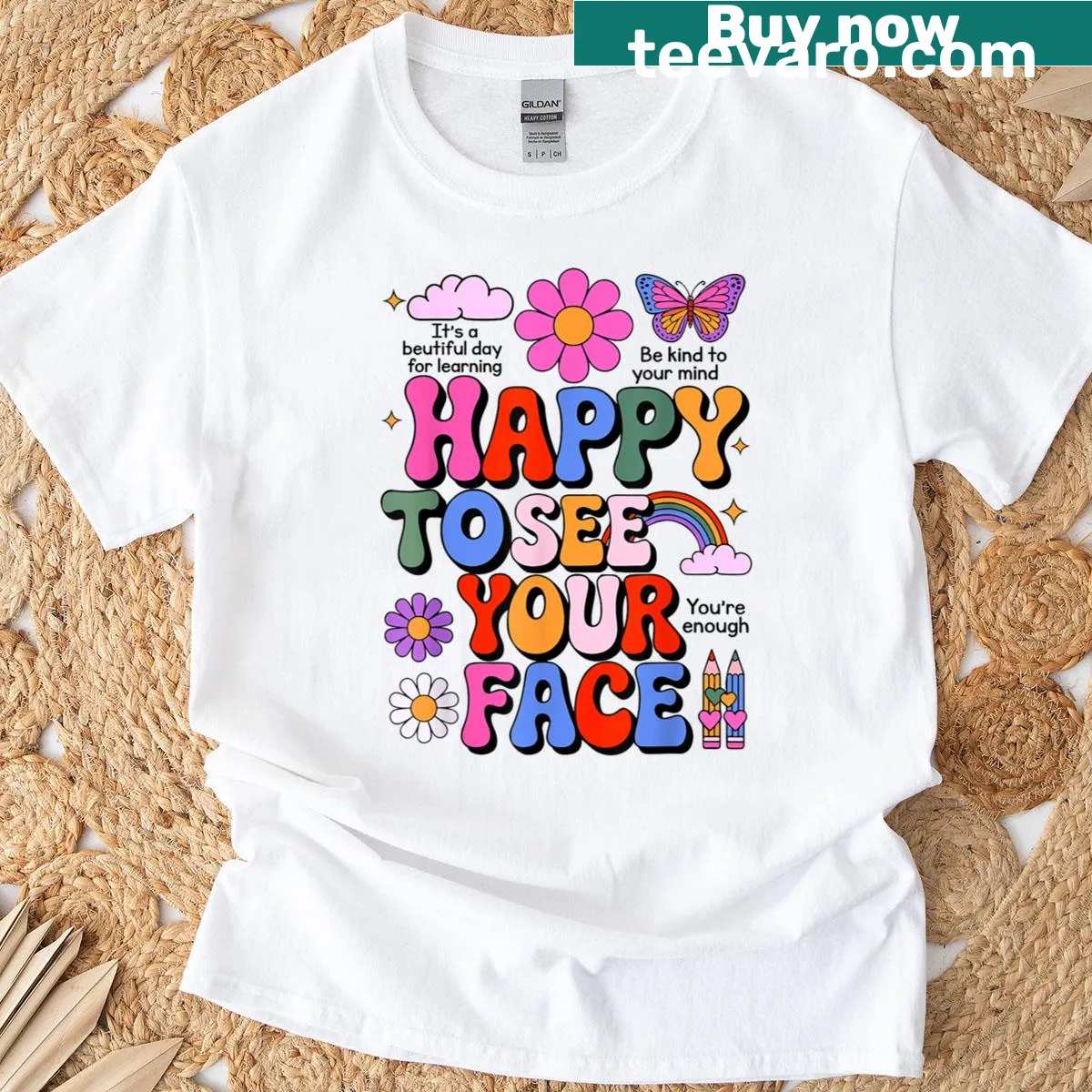 Funny teacher t-shirt with welcoming message for students — on a men's t-shirt