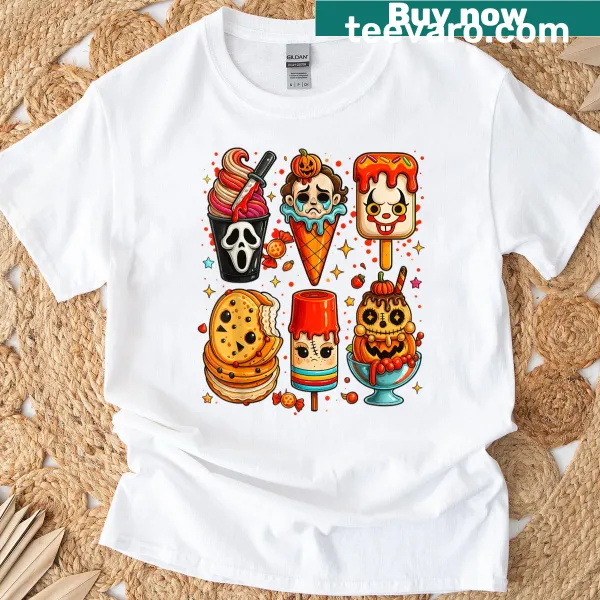 Popsicle design T-shirt with Halloween elements for summer fun