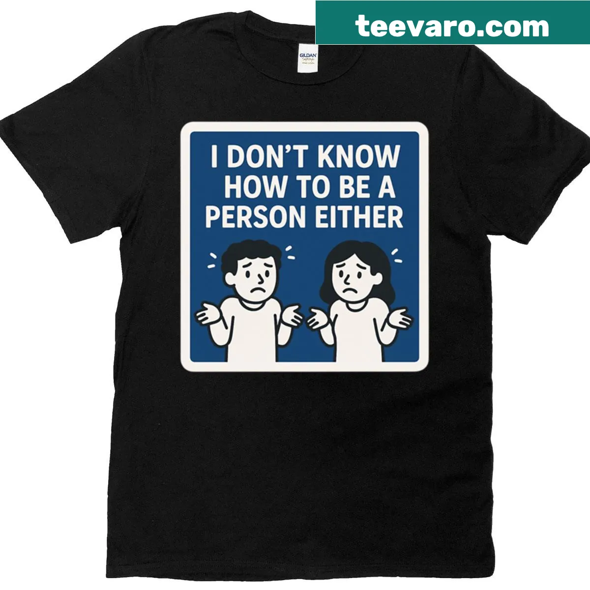 Relatable text t-shirt about adulthood confusion — on a men's t-shirt