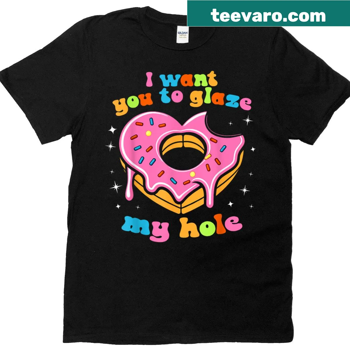 Cheeky donut-themed t-shirt with playful text — on a men's t-shirt