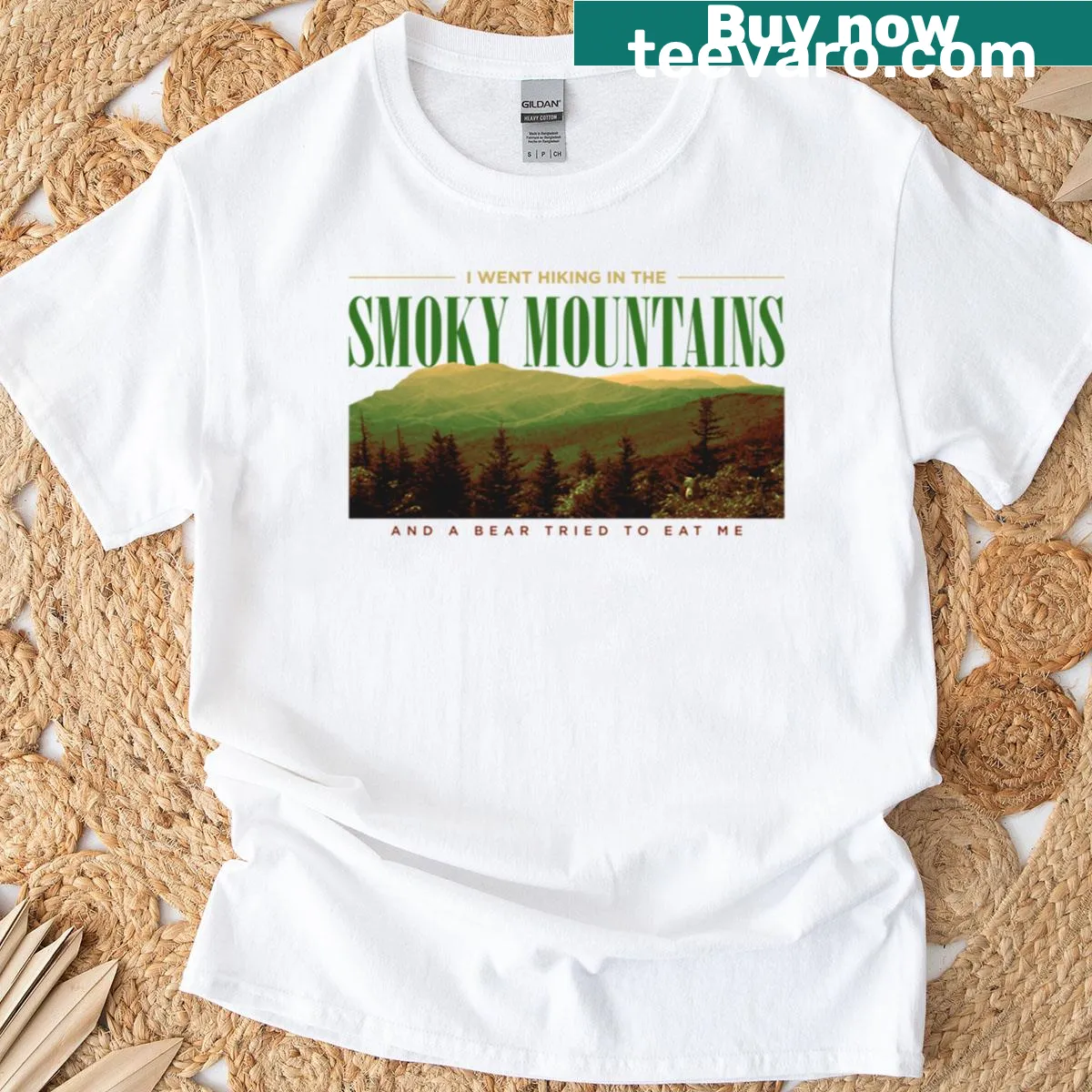 Funny hiking T-shirt with 'I Went Hiking In The Smoky Mountains' text — on a men's t-shirt