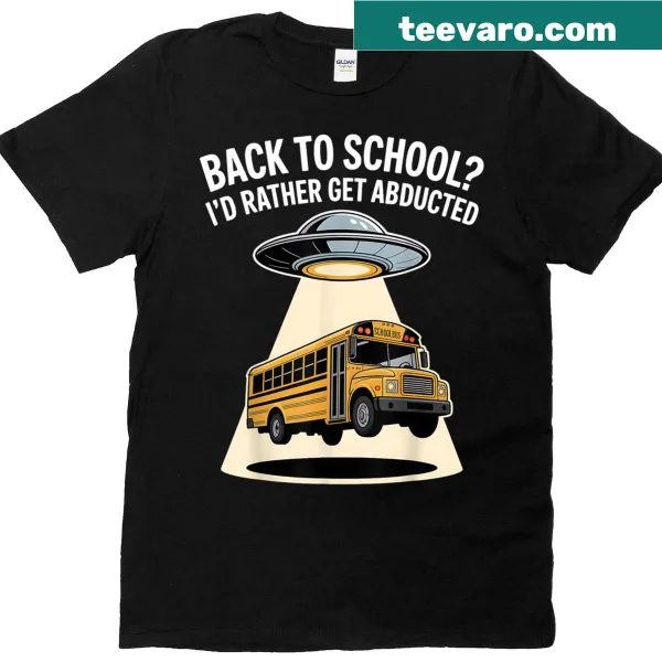 Funny T-shirt with UFO graphic and text 'I'd Rather Get Abducted'