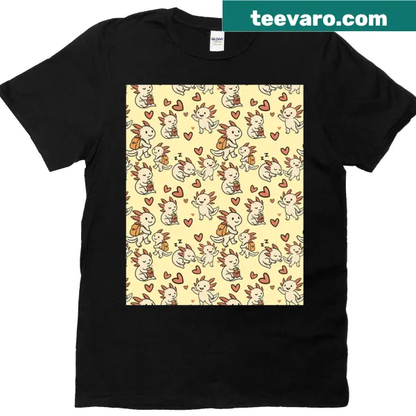 Cute axolotl graphic t-shirt showcasing a cheerful axolotl design