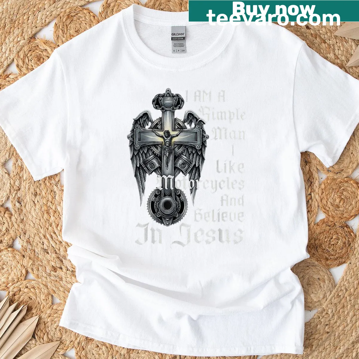 In Jesus t-shirt featuring bold typography that expresses faith — on a men's t-shirt