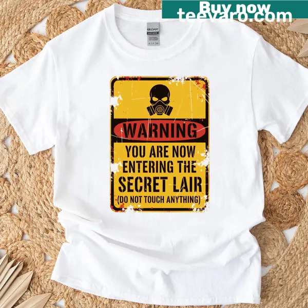 Funny warning sign graphic on an oversized gamer T-shirt