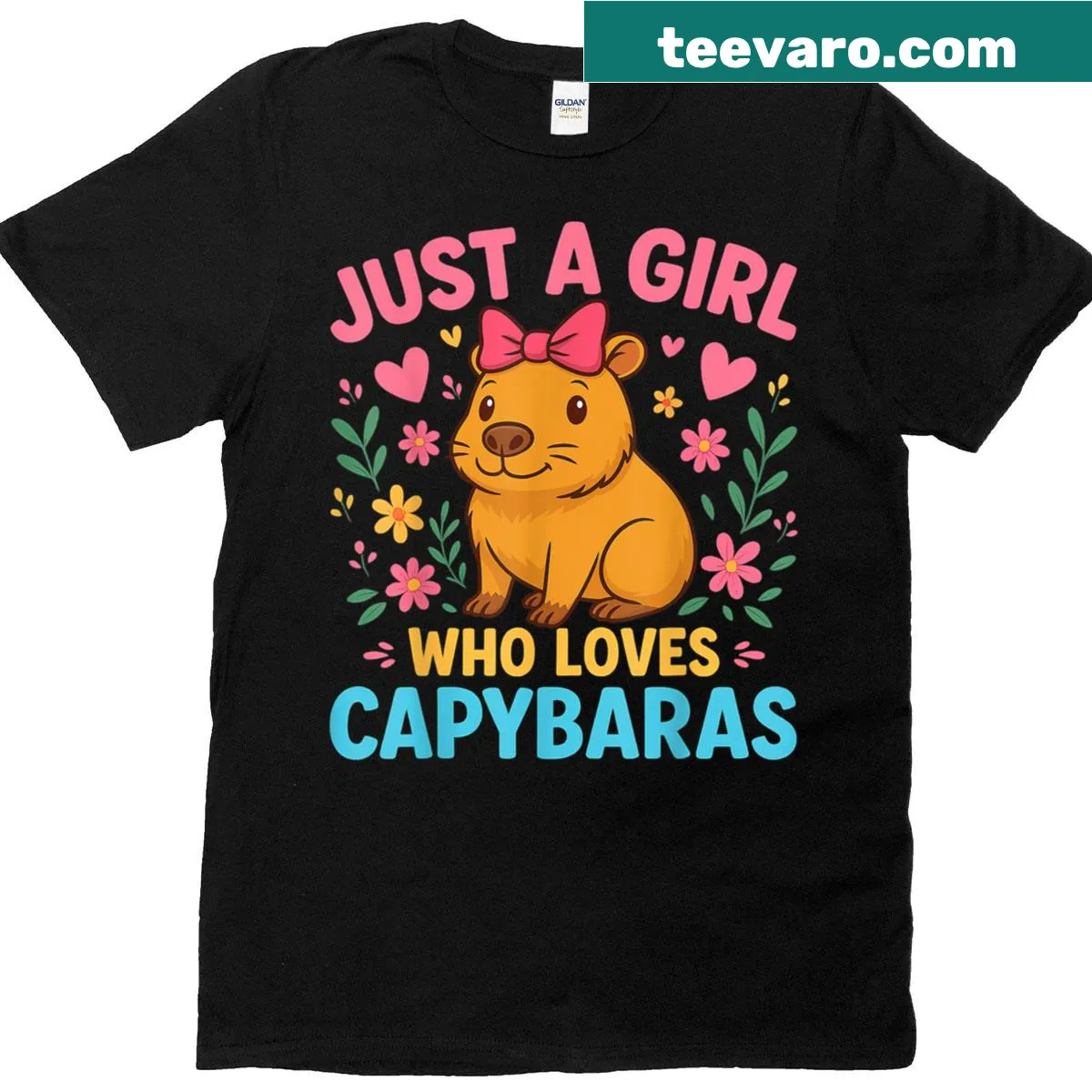 Cute T-shirt featuring a capybara graphic and text for animal lovers — on a men's t-shirt