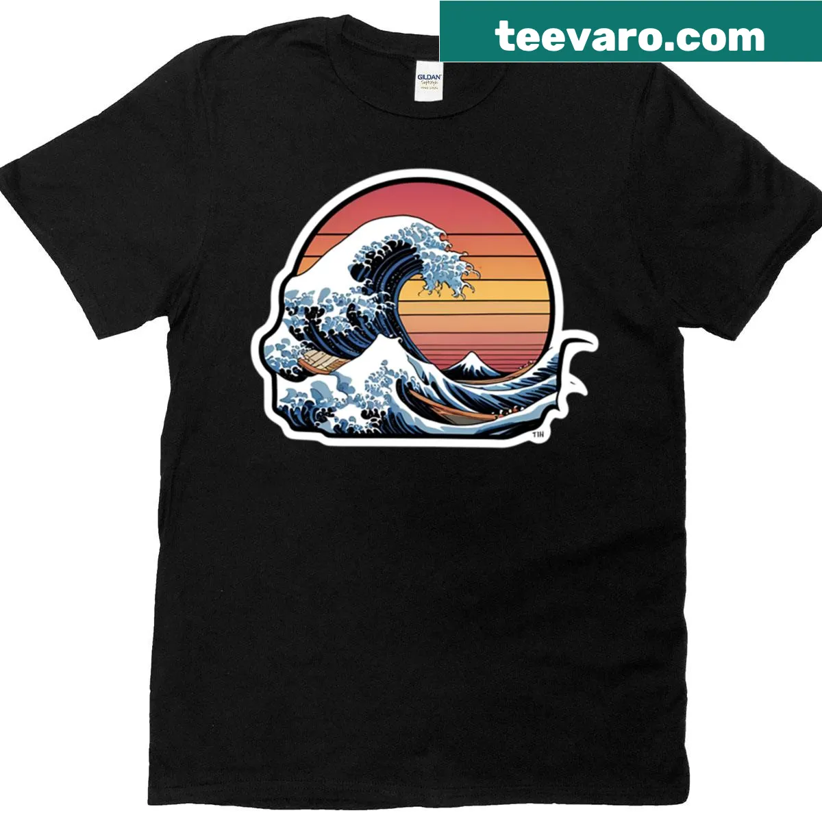 T-shirt featuring the iconic Kanagawa wave design — on a men's t-shirt