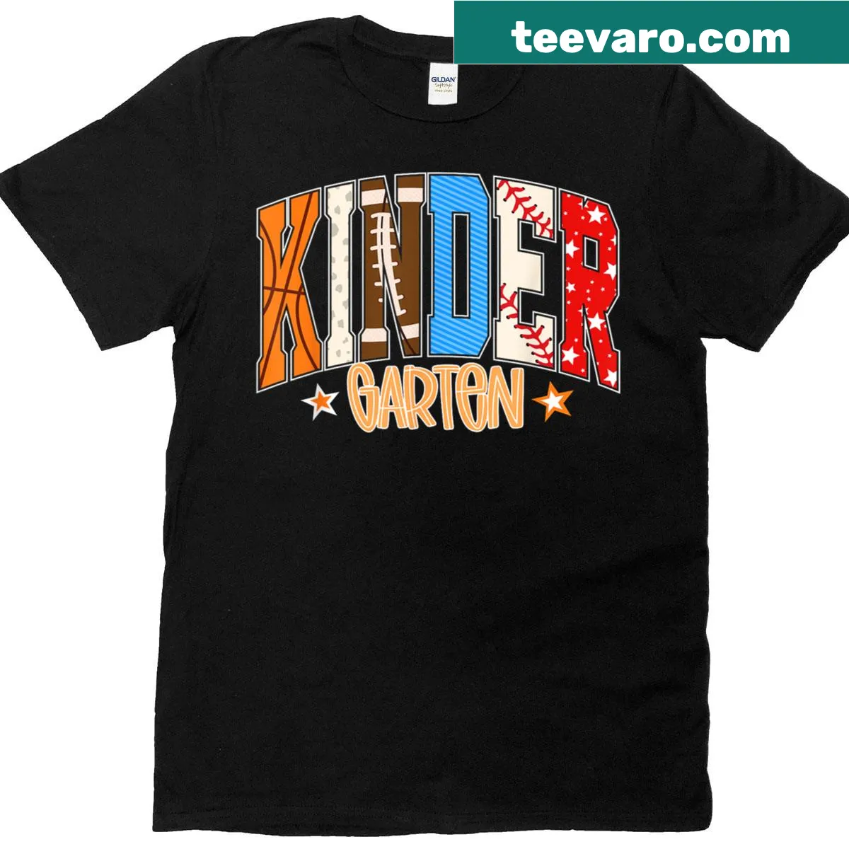 Sports-themed back-to-school T-shirt with basketball, baseball, and football — on a men's t-shirt