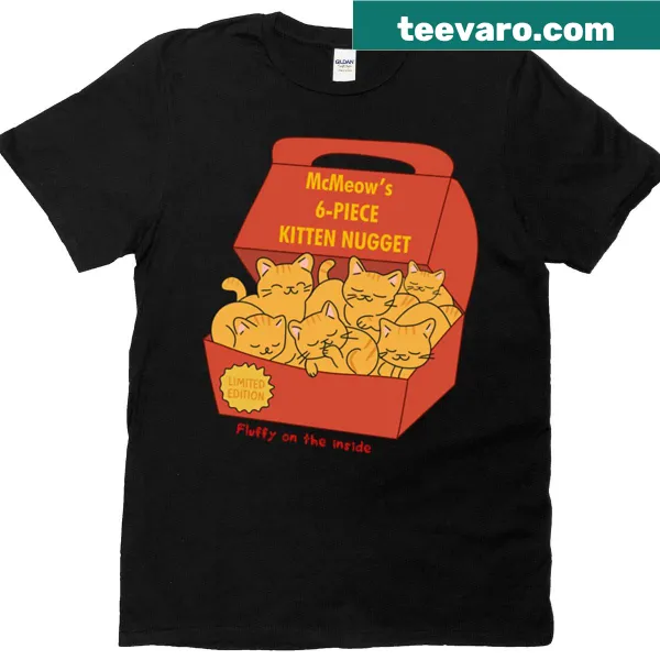 Cute T-shirt featuring a whimsical graphic of kitten nuggets
