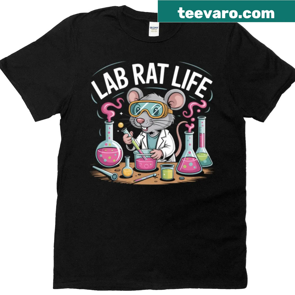 Funny Lab Rat Life graphic on a casual t-shirt — on a men's t-shirt