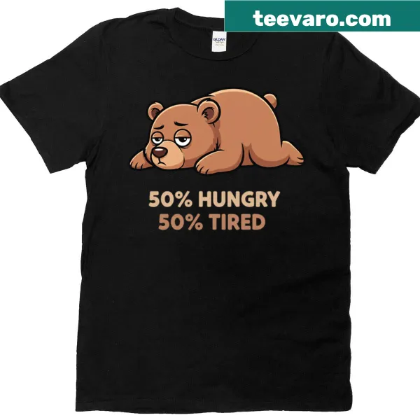 Cartoon lazy bear graphic t-shirt for kids