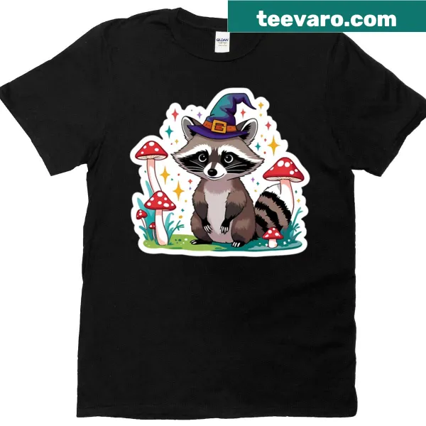 Cartoon raccoon graphic T-shirt inspired by RPGs