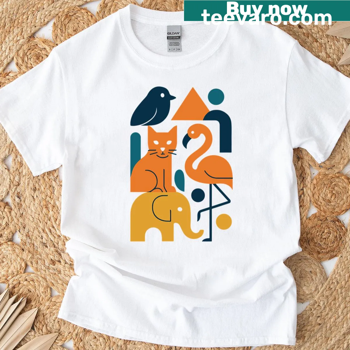 Minimalist t-shirt featuring elegant animal silhouettes in a modern design — on a men's t-shirt
