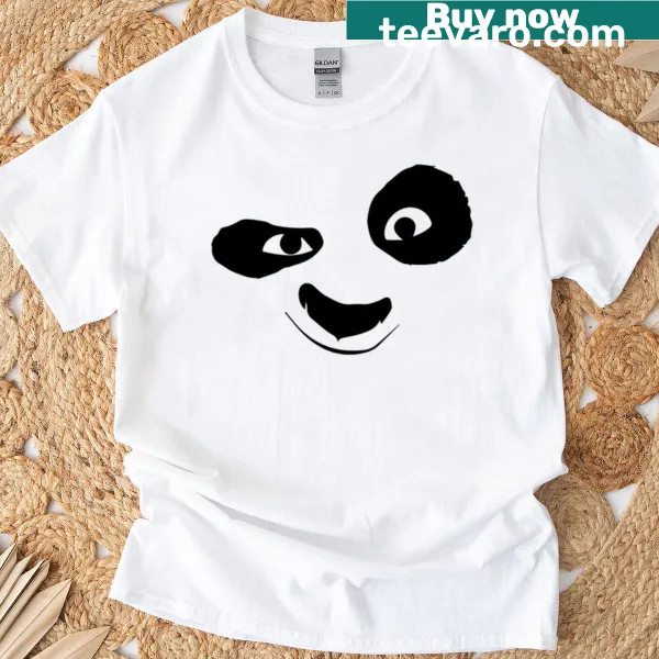 Panda face cartoon design on an oversized t-shirt