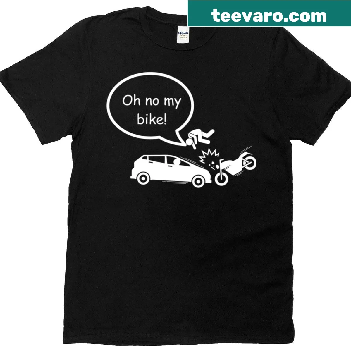 Oversized funny motorcycle t-shirt with humorous phrase. — on a men's t-shirt