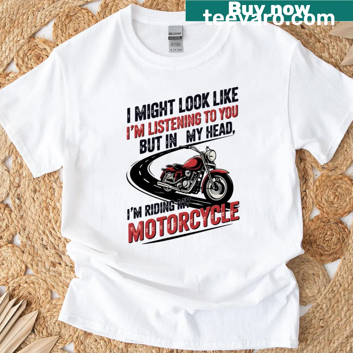 Funny T-shirt for motorcycle riders with humorous text — on a men's t-shirt