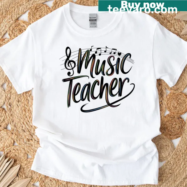 T-shirt for women music teachers with a cheerful Music Teacher graphic