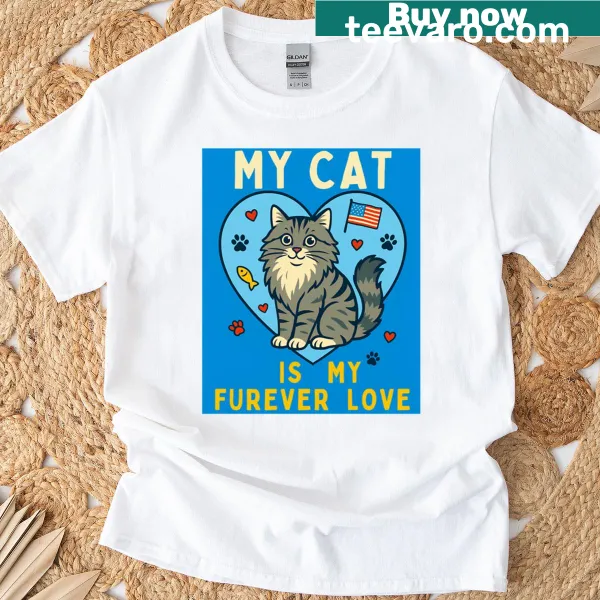 Funny oversized t-shirt with the phrase 'My Cat Is My Furever Love'