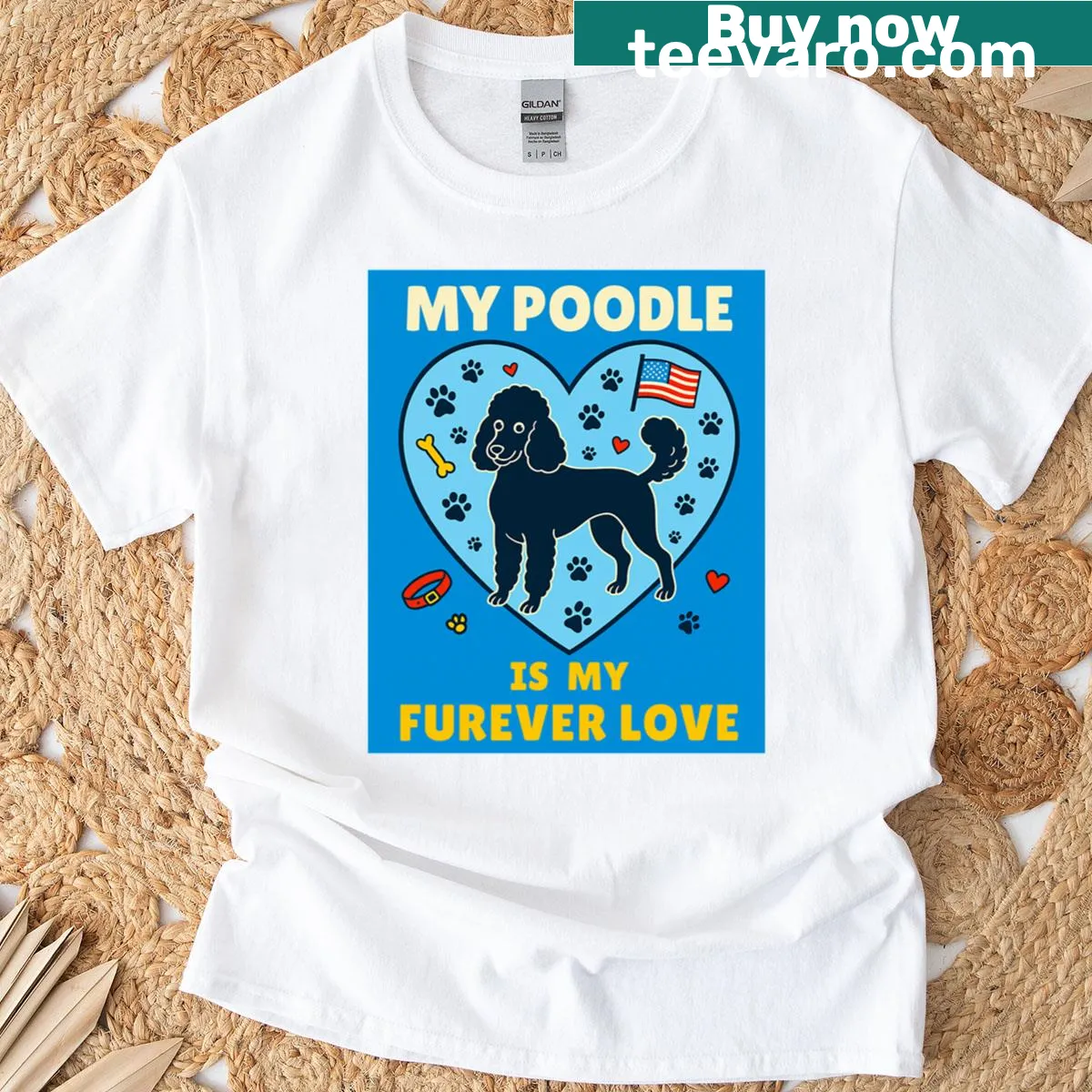 Oversized T-shirt with a playful poodle graphic and humorous text — on a men's t-shirt