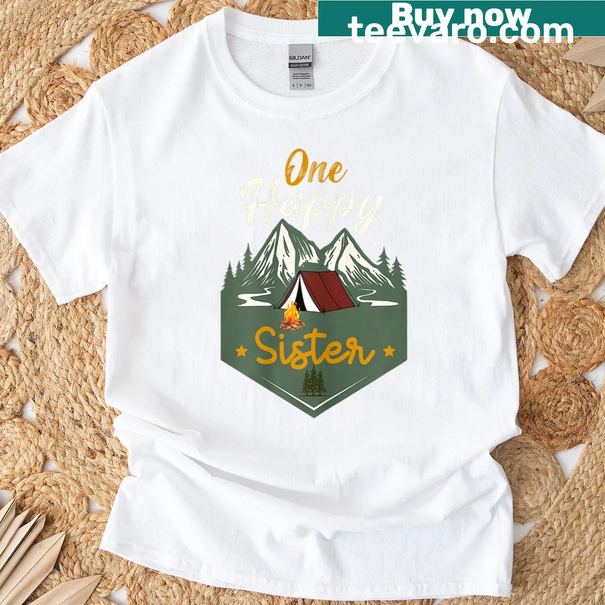 Happy Mama Camper t-shirt celebrating family and camping — on a men's t-shirt