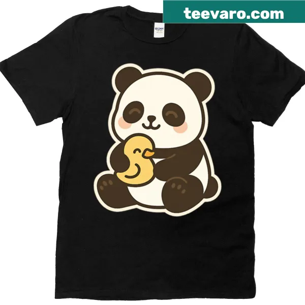 Cute panda and ducky illustration on a children's T-shirt