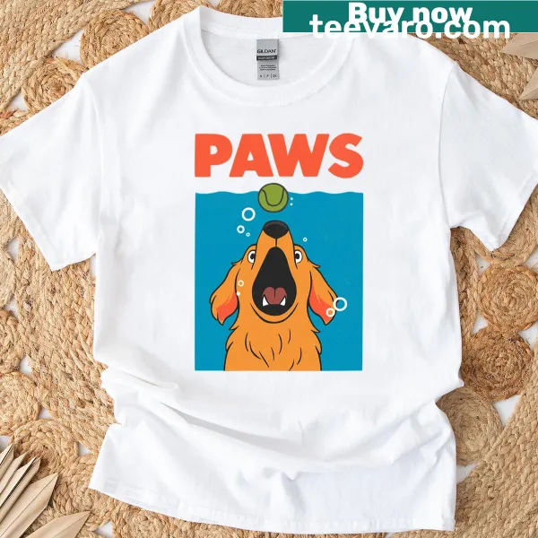 Cute T-shirt featuring a playful dog illustration, perfect for dog lovers.