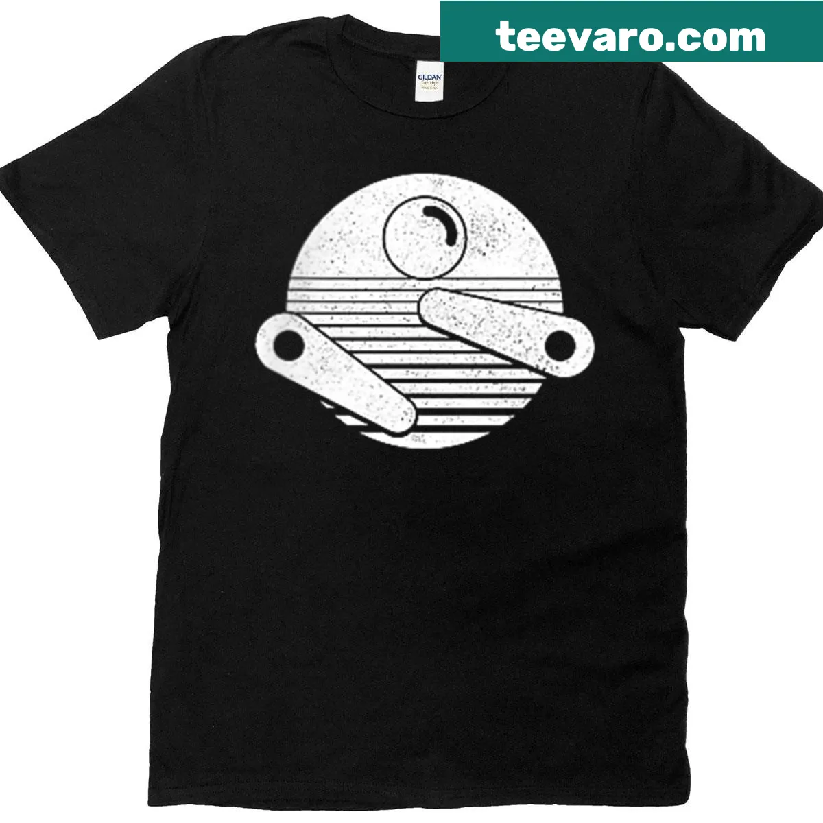 Retro pinball graphic t-shirt celebrating arcade games — on a men's t-shirt
