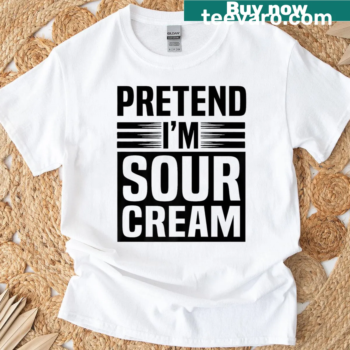 Halloween costume shirt with 'Pretend I'm a Sour Cream' text. — on a men's t-shirt
