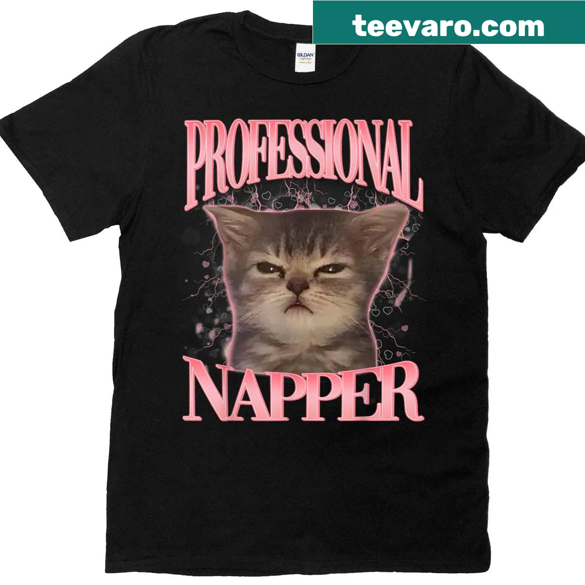 Cute cat meme T-shirt for nap enthusiasts featuring sleepy cats — on a men's t-shirt