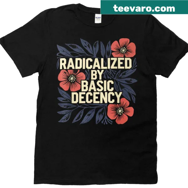 Vintage floral women’s t-shirt with humorous phrase about decency