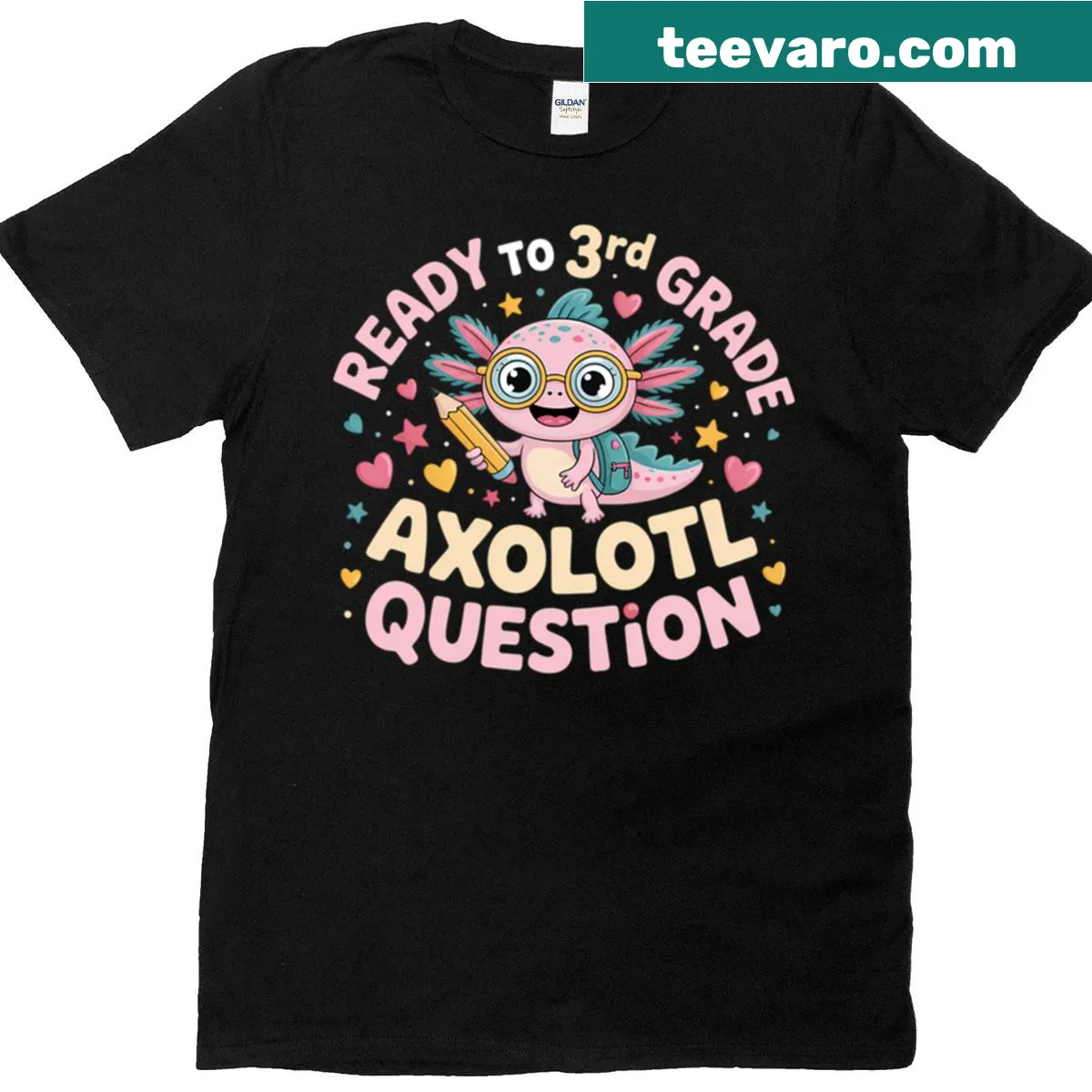 Funny T-shirt for third graders featuring an axolotl graphic — on a men's t-shirt