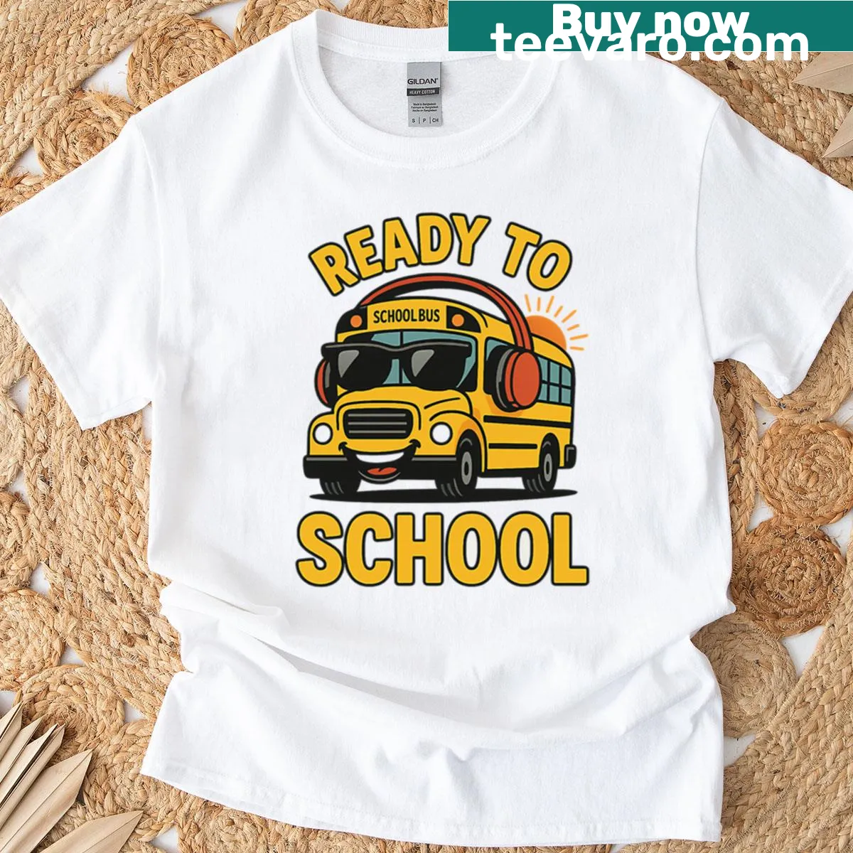 Cool school bus graphic t-shirt for kids heading back to school — on a men's t-shirt
