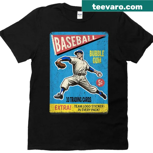 Vintage-inspired T-shirt featuring a 1960s baseball card wrapper design
