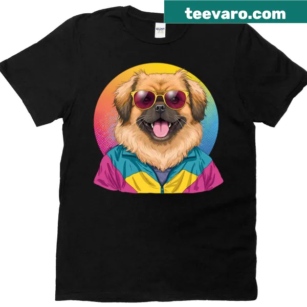 Retro-inspired T-shirt featuring a Pekingese dog design