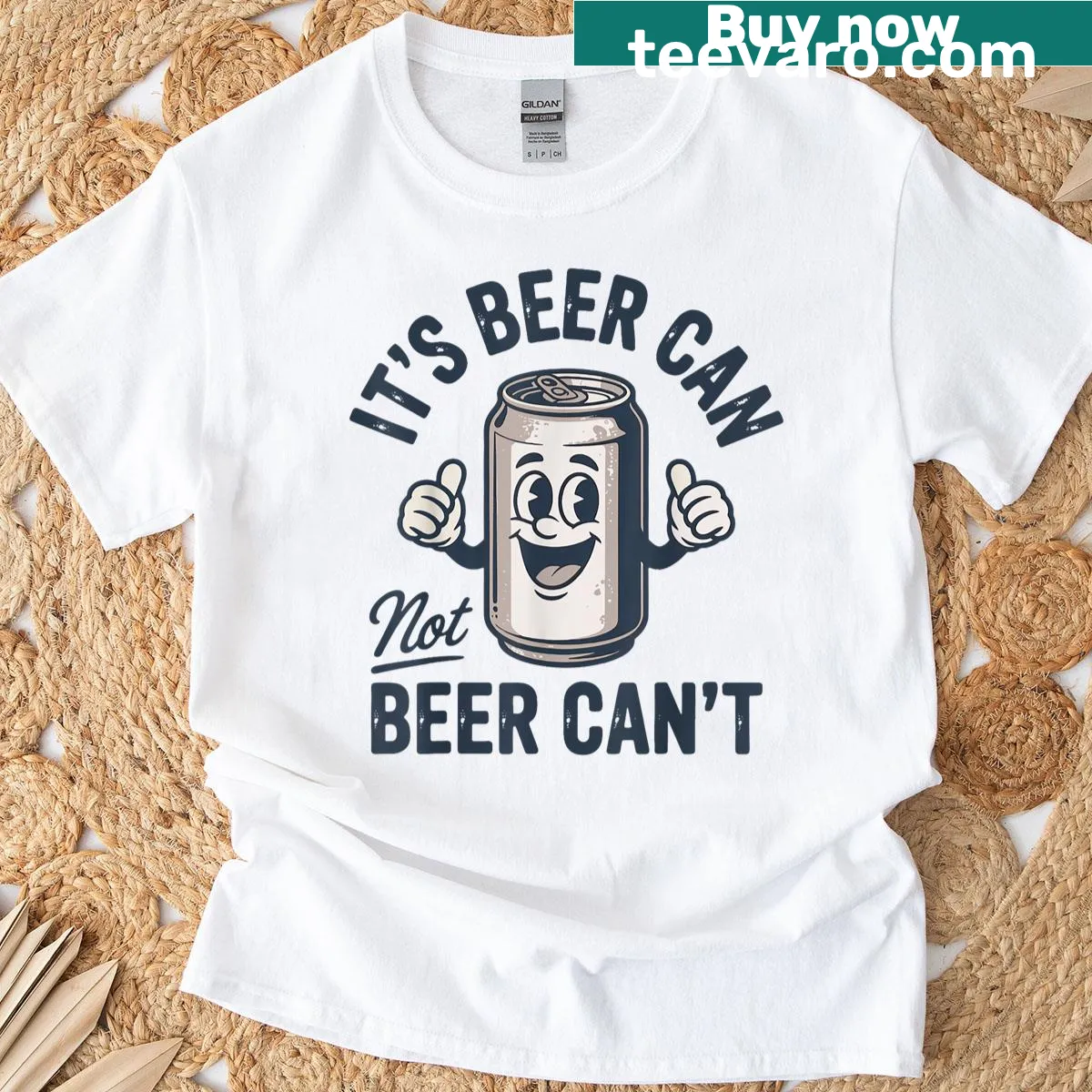 Funny beer-themed T-shirt with vintage-style text design — on a men's t-shirt