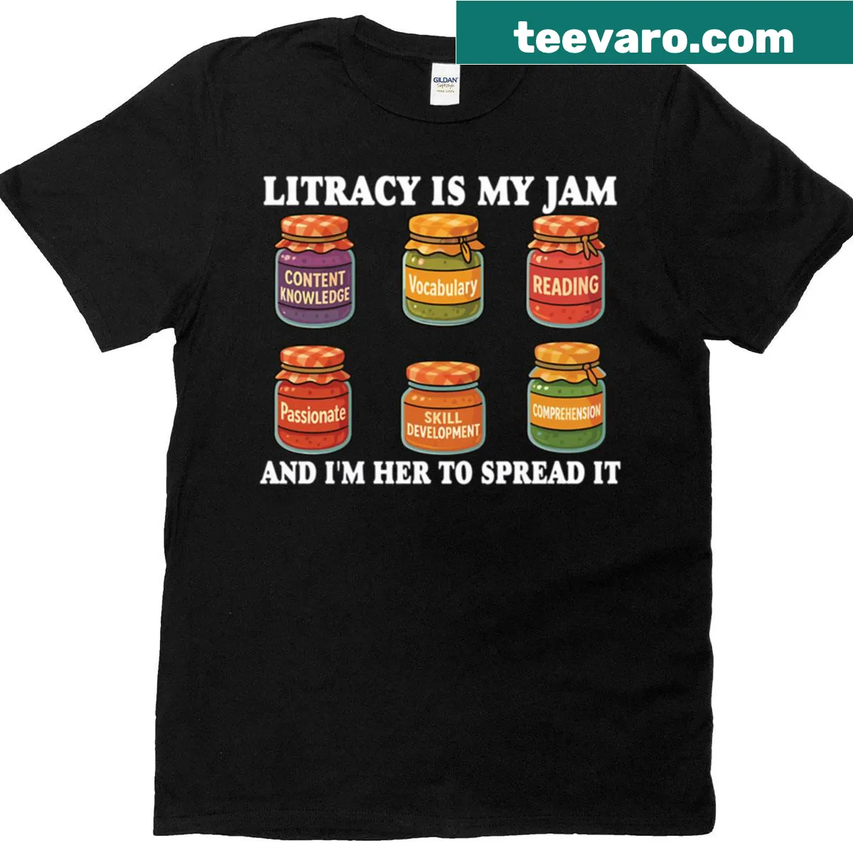 Retro Reading Teacher t-shirt with funny literacy slogan in vintage font — on a men's t-shirt